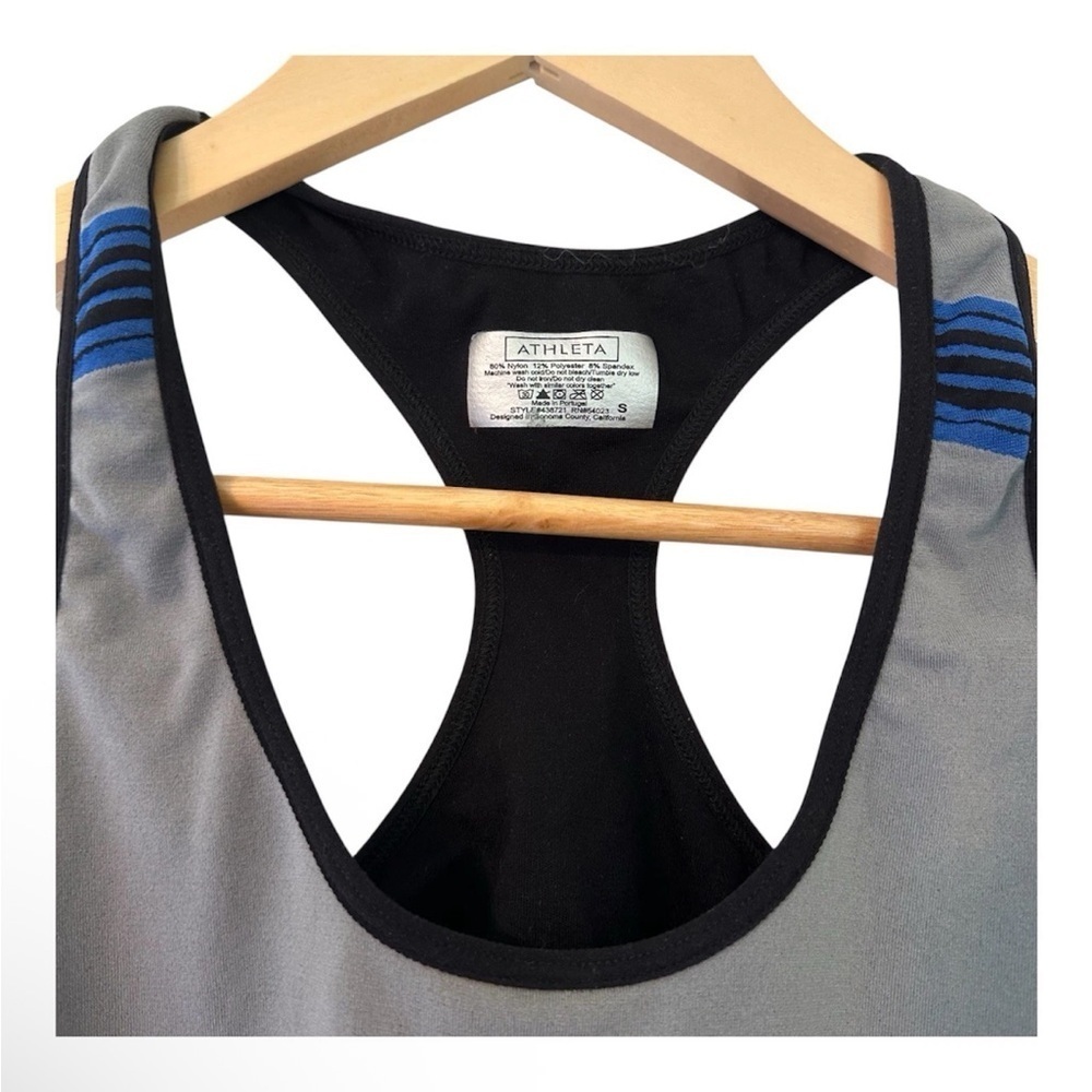 Athleta Women's Small Gray Black Racerback Sporty Fitted Athleisure Athletic Top - Picture 6 of 6